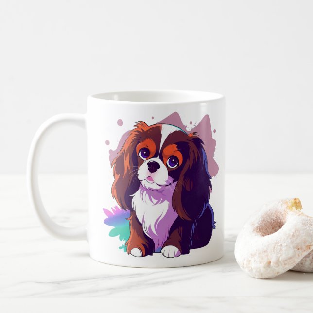 Cavalier Kung Charles Pastel mer Stänk Färg Kaffemugg (Med munk)