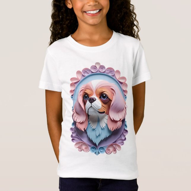 Cavalier Kung Charles Pastel Papper CEG Art T Shirt (Framsida)