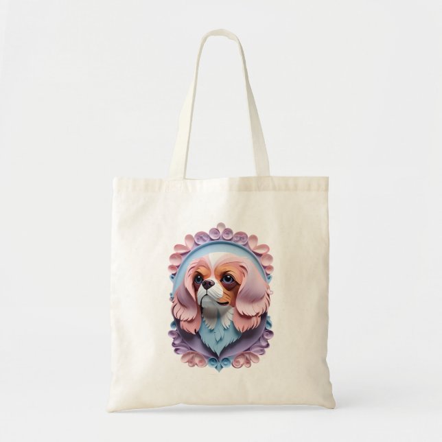 Cavalier Kung Charles Pastel Papper CEG Art Tygkasse (Framsidan)