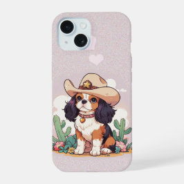 Cavalier Kung Charles pastel rosa cowboyen