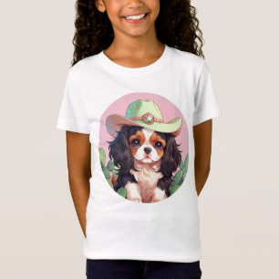 Cavalier Kung Charles pastel rosa cowboyen T Shirt