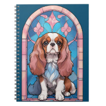 Cavalier Kung Charles Pastel Rosa Stached Glass