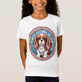 Cavalier Kung Charles Pastel Rosa Stached Glass T Shirt