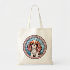 Cavalier Kung Charles Pastel Rosa Stached Glass Tygkasse