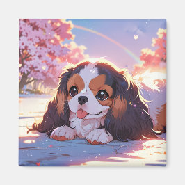 Cavalier Kung Charles Pastel Sakura Rainbow himmel Magnet