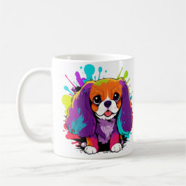 Cavalier Kung Charles Pastel Stänk Färg Kaffemugg