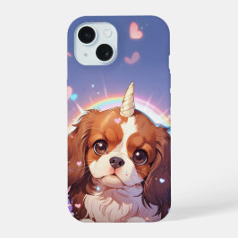 Cavalier Kung Charles Pastel Unicorn Rainbow himme