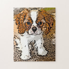 Cavalier Kung Charles Puppy Jigszle Puzzle Pussel