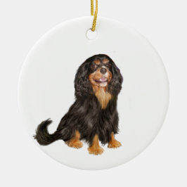 Cavalier Kung Charles (R) - Black and tan.png Julgransprydnad Keramik