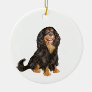 Cavalier Kung Charles (R) - Black and tan.png Julgransprydnad Keramik