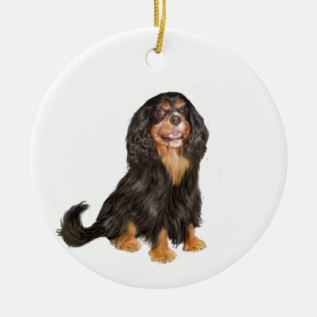 Cavalier Kung Charles (R) - Black and tan.png Julgransprydnad Keramik (Framsidan)