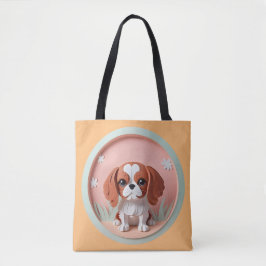 Cavalier Kung Charles Rosa Pastel Papper Cining Tygkasse