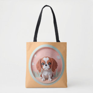 Cavalier Kung Charles Rosa Pastel Papper Cining Tygkasse