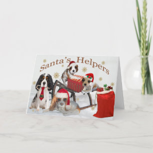 Cavalier Kung Charles Santa's Helpers Helgkort