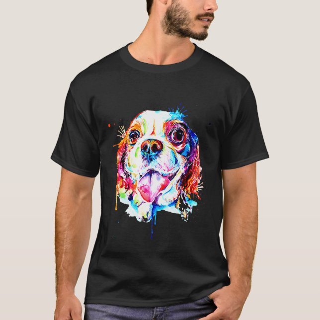 Cavalier Kung Charles Spain Artistic Funny Birth T Shirt (Framsida)