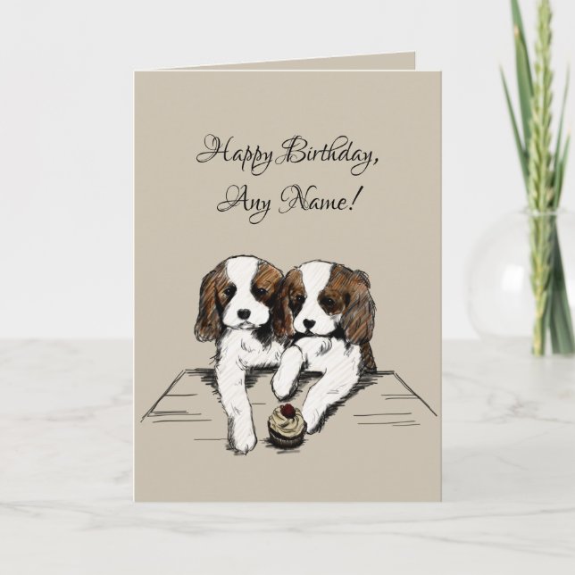 Cavalier Kung Charles Spain Birthday Card Kort (Framsida)