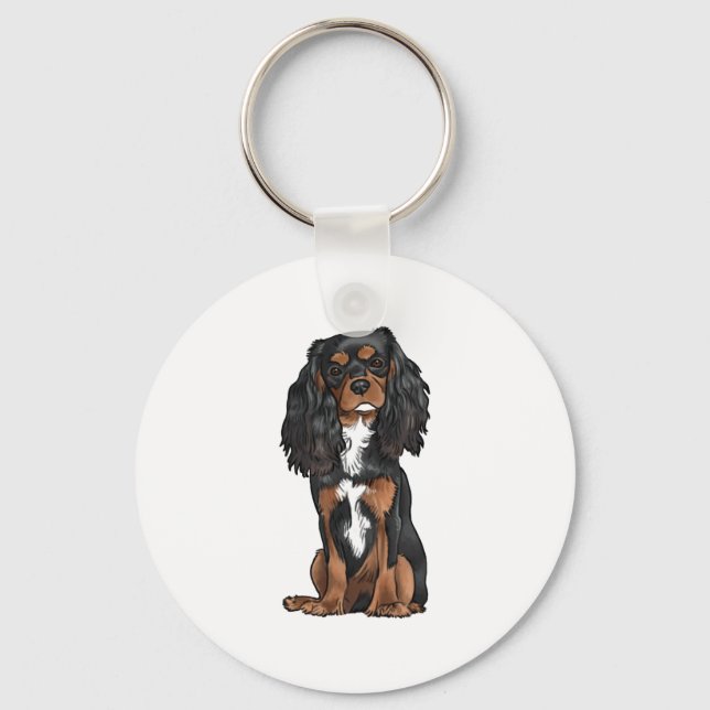 Cavalier Kung Charles Spain - Black and Tan Nyckelring (Framsida)