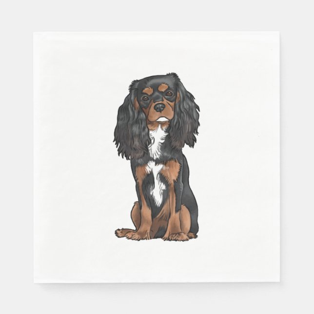 Cavalier Kung Charles Spain - Black and Tan Pappersservett (Framsidan)