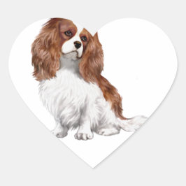 Cavalier Kung Charles Spain (Blenheim A) Hjärtformat Klistermärke