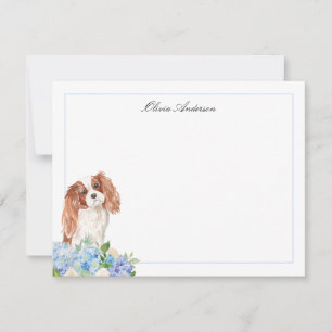 Cavalier Kung Charles Spain Blue Hydrangea Anteckningskort