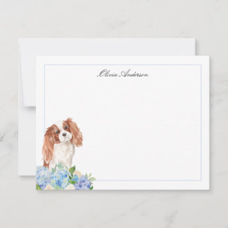 Cavalier Kung Charles Spain Blue Hydrangea Anteckningskort