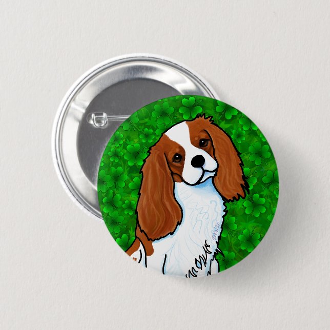 Cavalier Kung Charles Spain Button Knapp (Framsida & baksida)