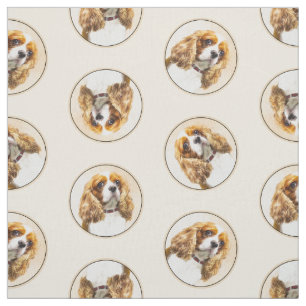Cavalier Kung Charles Spain Cav Hund Art Painting Tyg