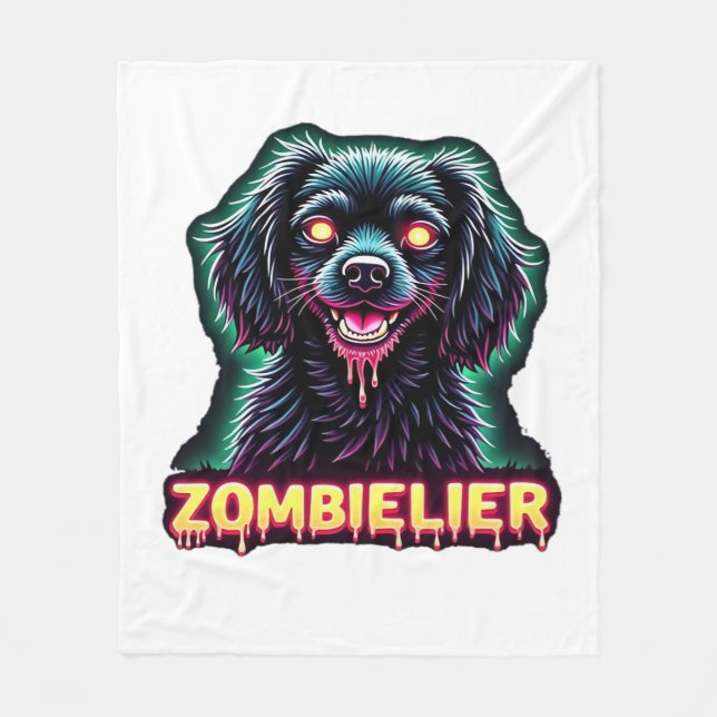 Cavalier Kung Charles Spain CKCS Zombie Hund Hall Fleecefilt (Framsidan)