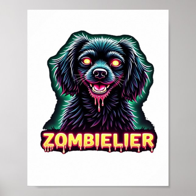 Cavalier Kung Charles Spain CKCS Zombie Hund Hall Poster (Framsidan)