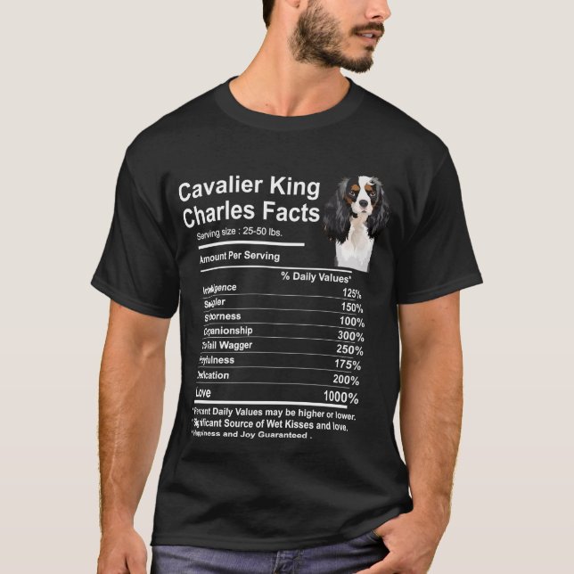 Cavalier Kung Charles Spain Facts nutrition T Shirt (Framsida)