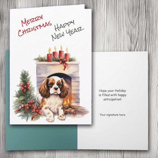 Cavalier Kung Charles Spain Fireplace Card Helgkort (Skapare uppladdad)