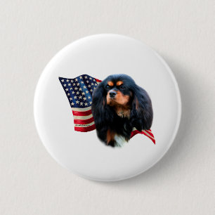 Cavalier Kung Charles Spain Flagga Knapp