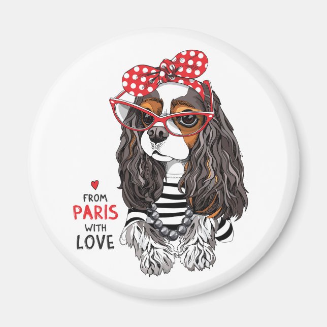 Cavalier Kung Charles Spain från Paris med Kärlek Magnet (Framsidan)