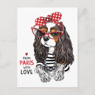 Cavalier Kung Charles Spain från Paris med Kärlek Vykort