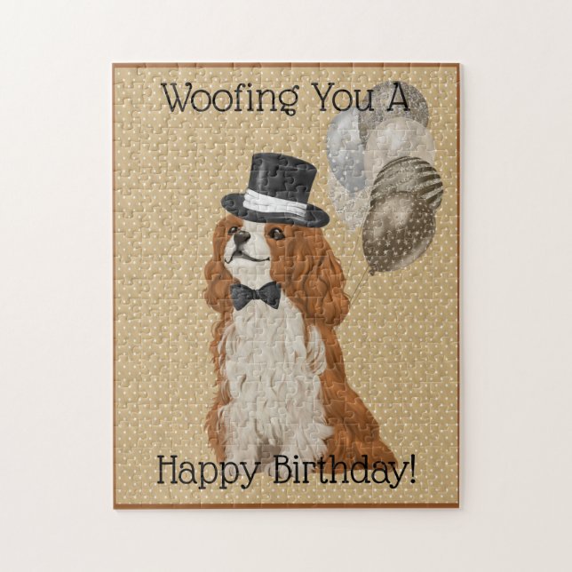 Cavalier Kung Charles Spain gentlemen an Birthday Pussel (Vertikal)
