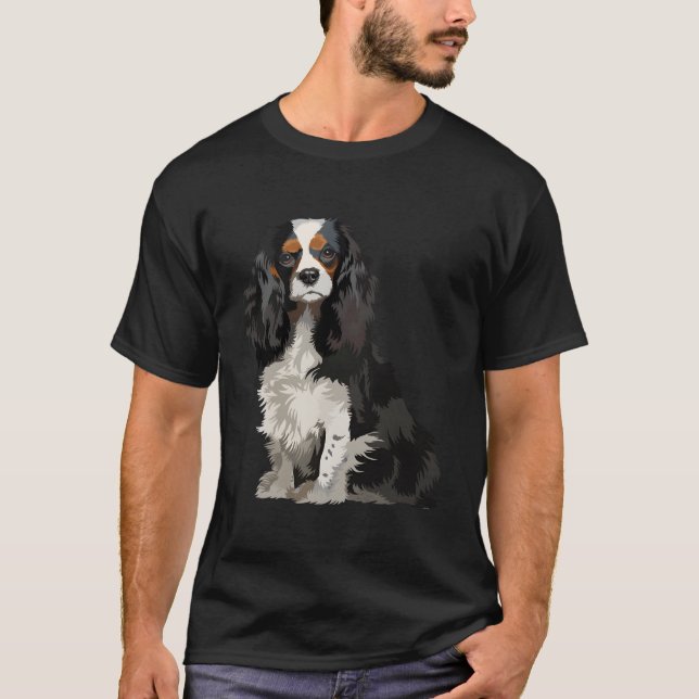 Cavalier Kung Charles Spain Gifts Hund Art Fo T Shirt (Framsida)