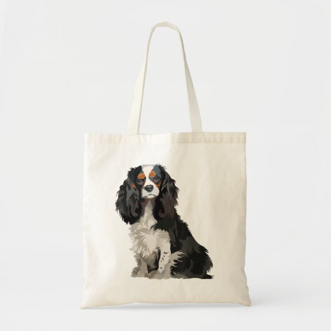 Cavalier Kung Charles Spain Gifts hund pop art Tygkasse (Framsidan)