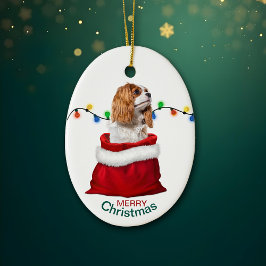 Cavalier Kung Charles Spain Helgdag Gift Bag Cer Julgransprydnad Keramik