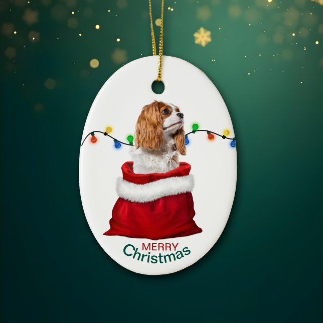 Cavalier Kung Charles Spain Helgdag Gift Bag Cer Julgransprydnad Keramik (Skapare uppladdad)