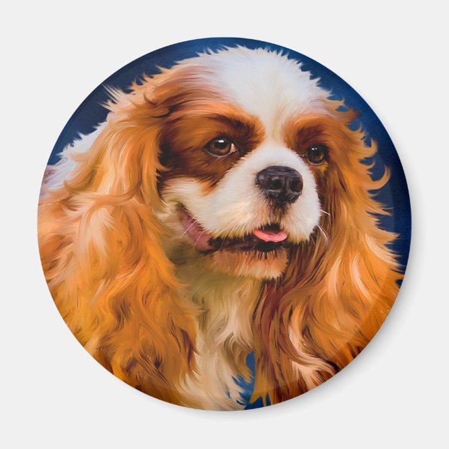 Cavalier Kung Charles Spain Hund Art - Chelsea Magnet (Framsidan)