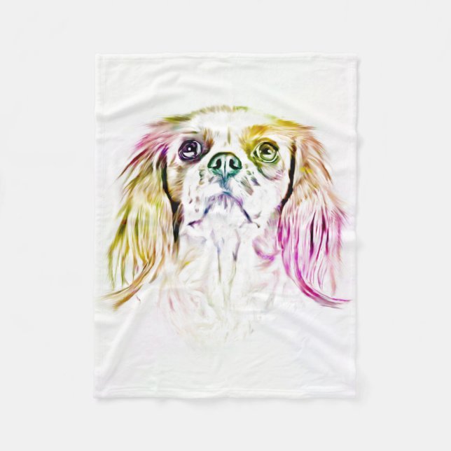 Cavalier Kung Charles Spain Hund Art Painting Fleecefilt (Framsidan)