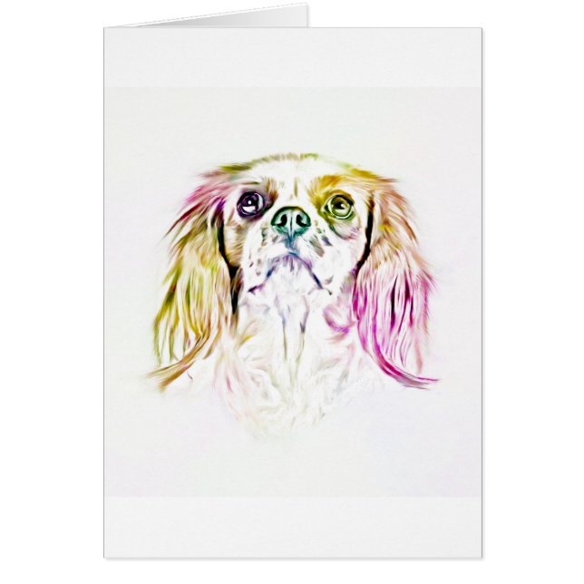 Cavalier Kung Charles Spain Hund Art Painting Hälsningskort (Framsidan)