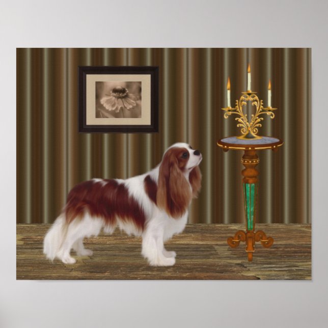Cavalier Kung Charles Spain Hund Art Poster (Framsidan)