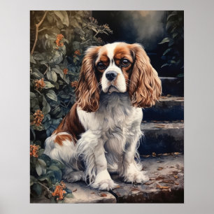 Cavalier Kung Charles Spain Hund Art Print Poster