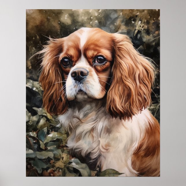 Cavalier Kung Charles Spain Hund Art Print Poster (Framsidan)