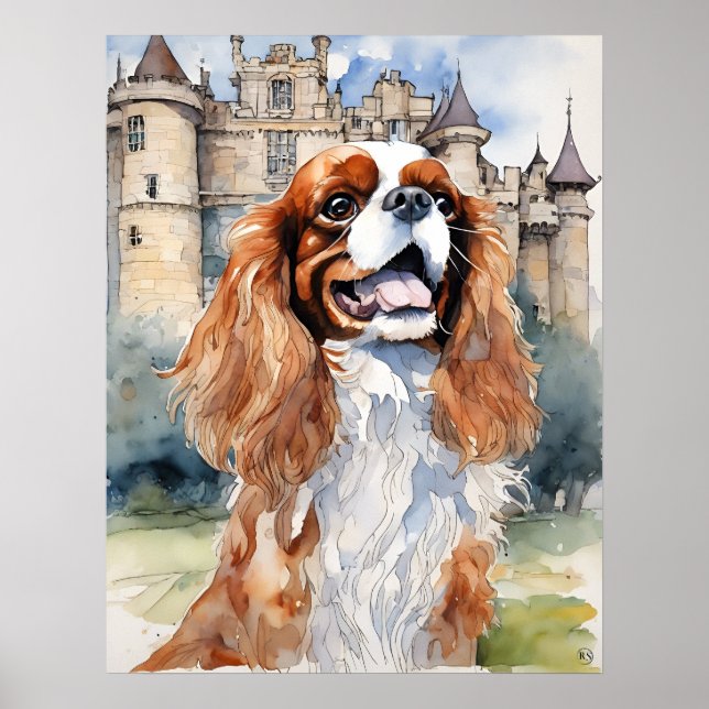 Cavalier Kung Charles Spain - Hund Art Print Poster (Framsidan)