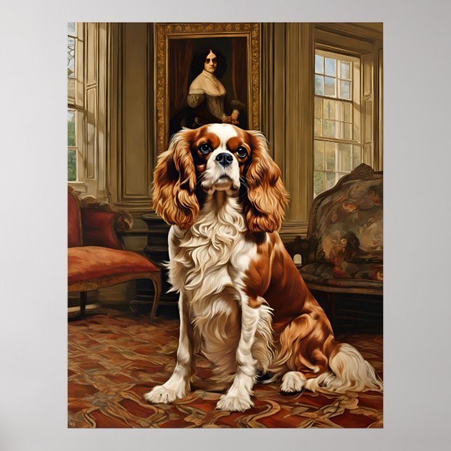 Cavalier Kung Charles Spain - Hund Art Print Poster (Framsidan)