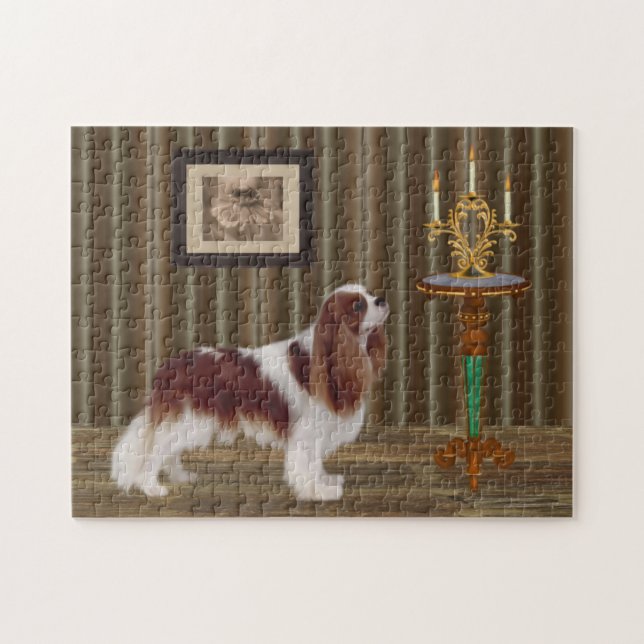 Cavalier Kung Charles Spain Hund Art Pussel (Horisontell)