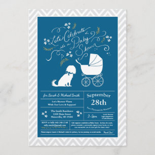 Cavalier Kung Charles Spain Hund Baby Shower Boy Inbjudningar