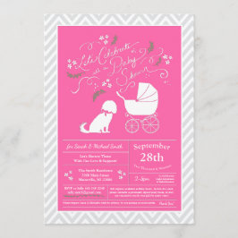 Cavalier Kung Charles Spain Hund Baby Shower Girl Inbjudningar
